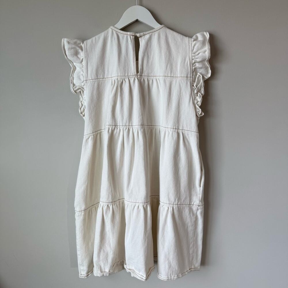 Jacquie the label | Cream Ecru Denim Tiered Western Cowgirl Dress Size Large - Picture 6 of 9